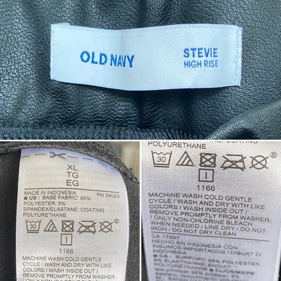 Old Navy Stevie High Rise Secret Slim Pants Skinny Faux Leather Black Size XL - Picture 10 of 11